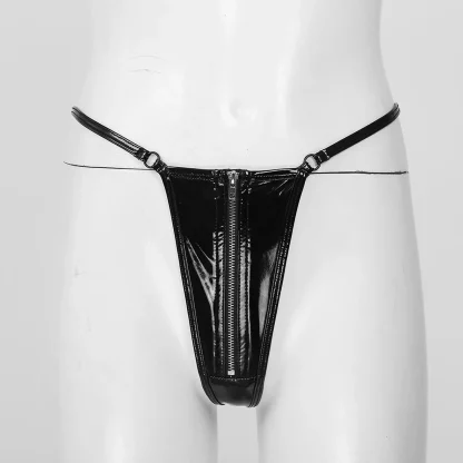 Sleek Black Zippered G-string - Image 5