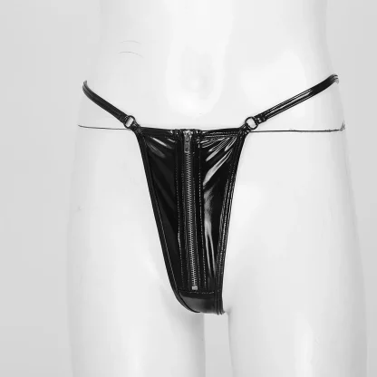 Sleek Black Zippered G-string - Image 4