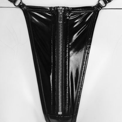 Sleek Black Zippered G-string - Image 7