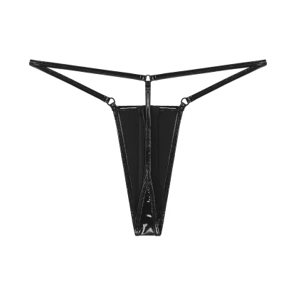Sleek Black Zippered G-string - Image 3