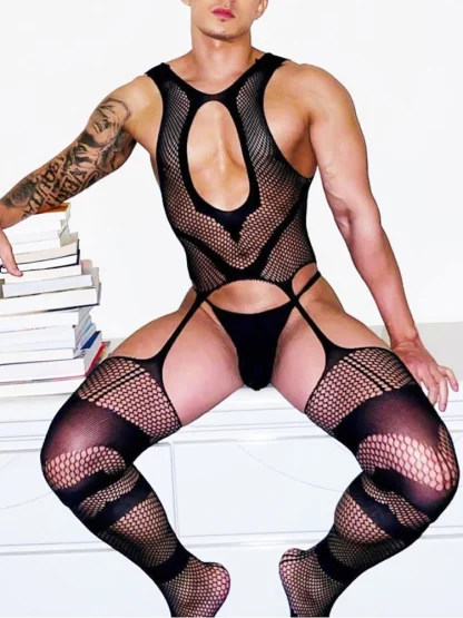 Sheer Fishnet Suspender Bodystocking - Image 2