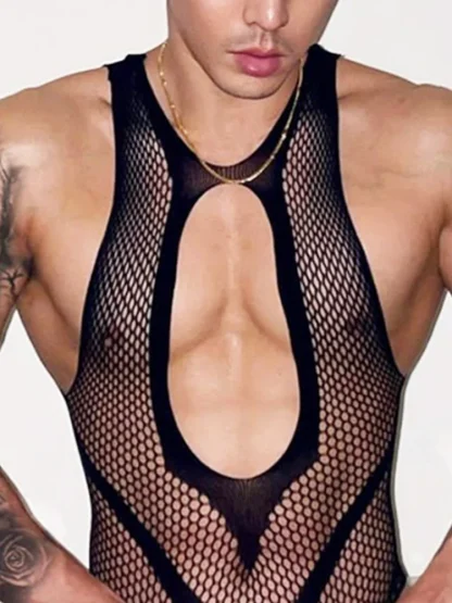 Sheer Fishnet Suspender Bodystocking - Image 3