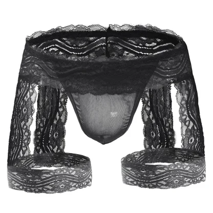 Thigh Garter Sheer Lace Thong