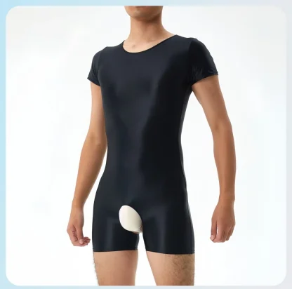 Fitted Glossy Crotchless Bodysuit - Image 7