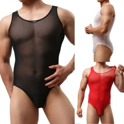 Elasticity Mesh Sleeveless Bodysuit - Image 7