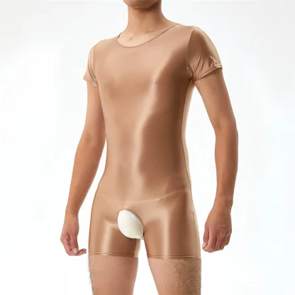 Fitted Glossy Crotchless Bodysuit - Image 5