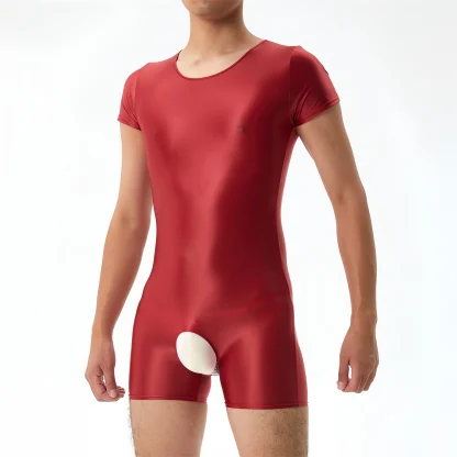 Fitted Glossy Crotchless Bodysuit - Image 3