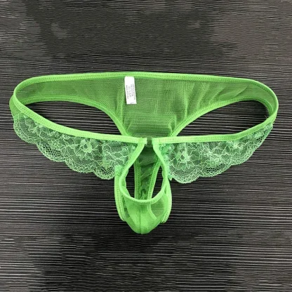 Open Crotch Sheer Lace Thong - Image 2