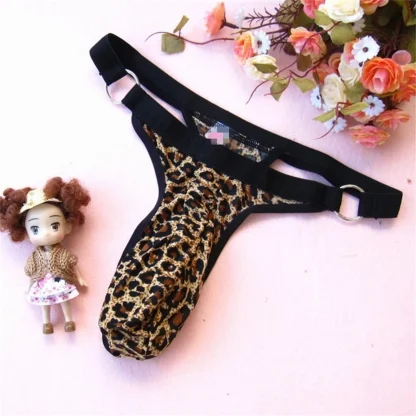 Leopard Print Bulge Pouch Thong