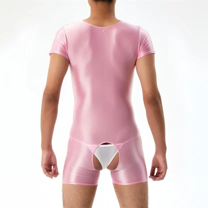 Fitted Glossy Crotchless Bodysuit - Image 2