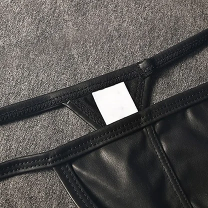 Black Faux Leather G-string - Image 4