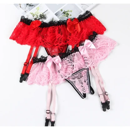 Skirted Garter Sheer Lace Thong - Image 13