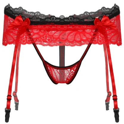 Skirted Garter Sheer Lace Thong - Image 2