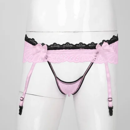 Skirted Garter Sheer Lace Thong - Image 8