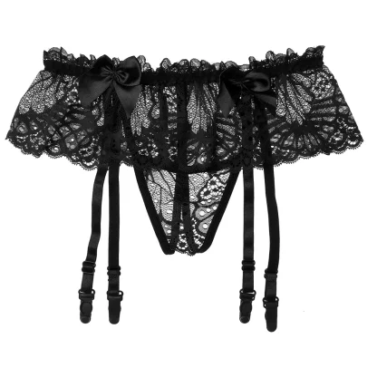 Skirted Garter Sheer Lace Thong - Image 5
