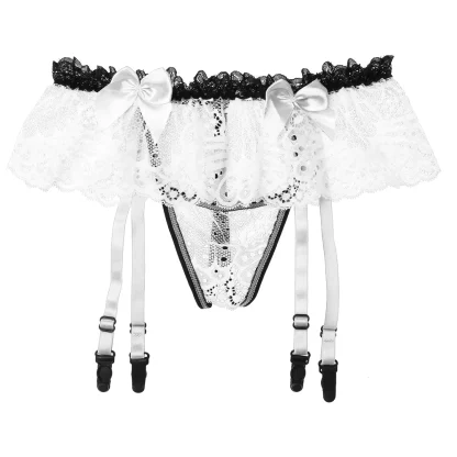 Skirted Garter Sheer Lace Thong - Image 3