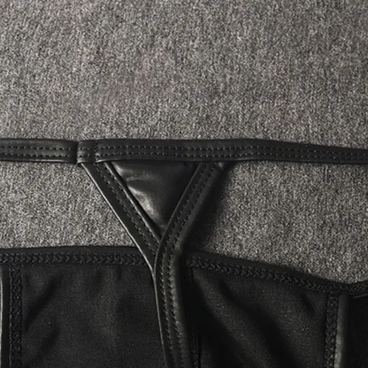 Black Faux Leather G-string - Image 7