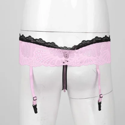 Skirted Garter Sheer Lace Thong - Image 9