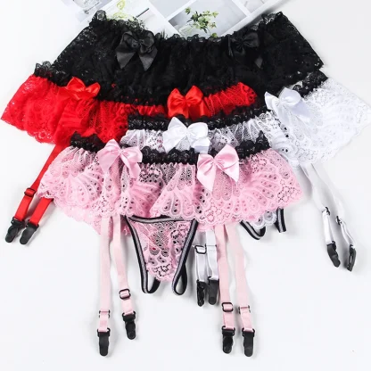 Skirted Garter Sheer Lace Thong - Image 14