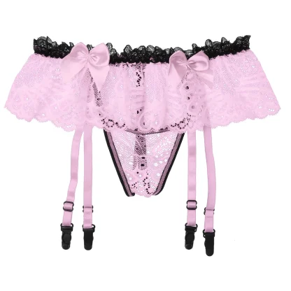 Skirted Garter Sheer Lace Thong - Image 6