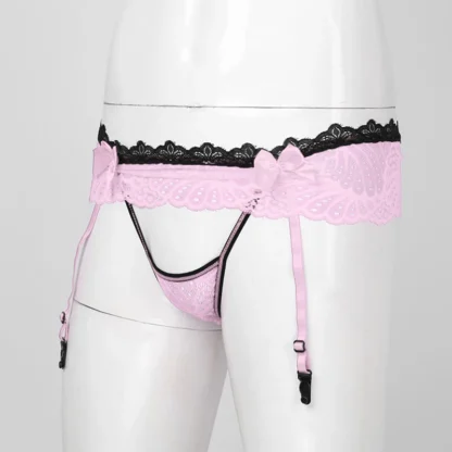 Skirted Garter Sheer Lace Thong - Image 7