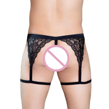 Sheer Lace Suspender Thong - Image 4