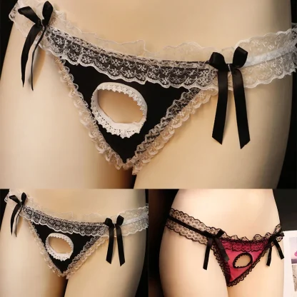 Crotchless Ruffle Lace Thong - Image 10