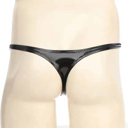 Wet-look Crotchless Black Thong - Image 7