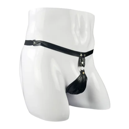 Erotic Faux Leather Black G-string - Image 10