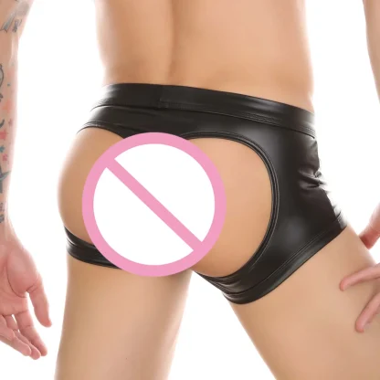Open Butt Faux Leather Brief - Image 4