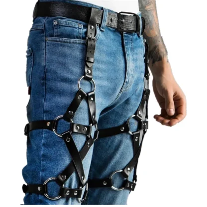 Black Strappy Leg Harness - Image 7