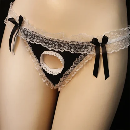 Crotchless Ruffle Lace Thong - Image 2
