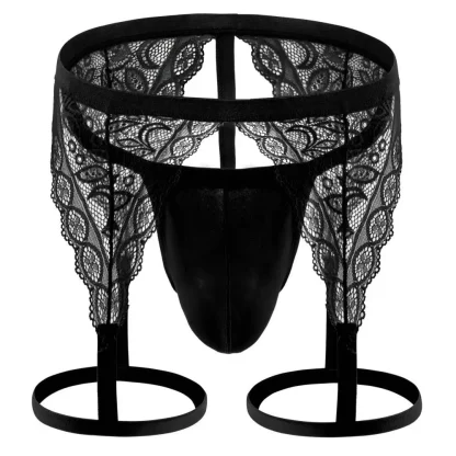 Sheer Lace Suspender Thong - Image 8