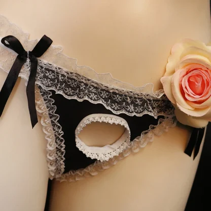 Crotchless Ruffle Lace Thong - Image 5