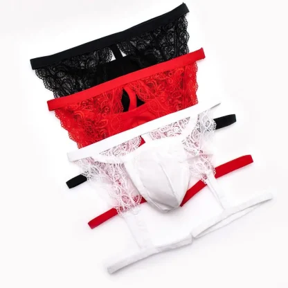 Sheer Lace Suspender Thong - Image 11