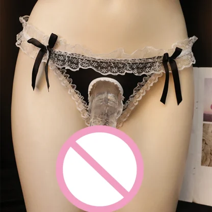 Crotchless Ruffle Lace Thong - Image 3