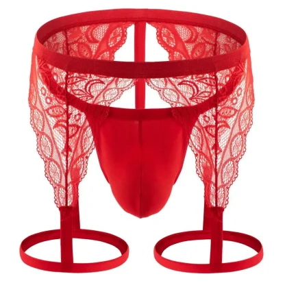 Sheer Lace Suspender Thong - Image 9