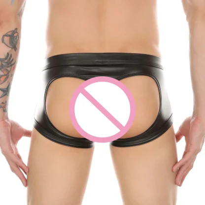 Open Butt Faux Leather Brief - Image 3
