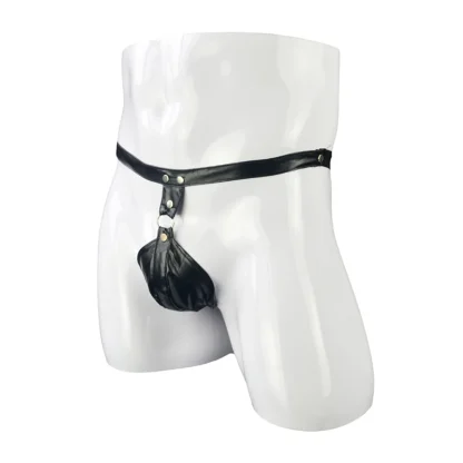 Erotic Faux Leather Black G-string - Image 8