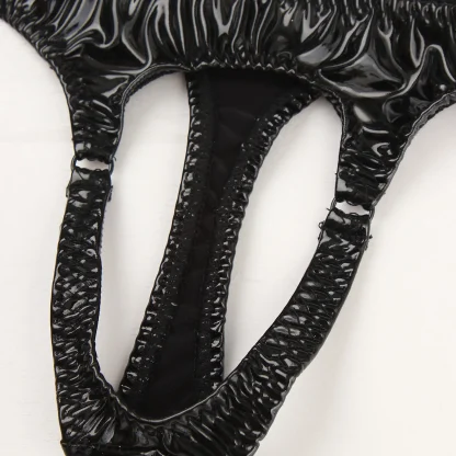 Wet-look Crotchless Black Thong - Image 3