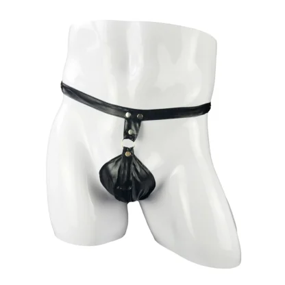 Erotic Faux Leather Black G-string - Image 7