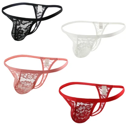 See-through Floral Lace Thong - Image 15