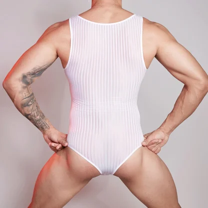 Striped Mesh Sleeveless Bodysuit - Image 11