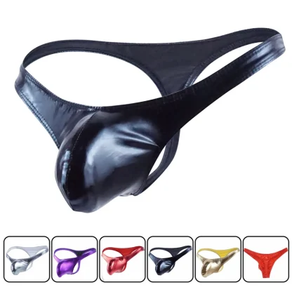 Metallic Bulge Pouch Thongs - Image 15