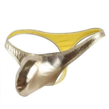 Metallic Bulge Pouch Thongs