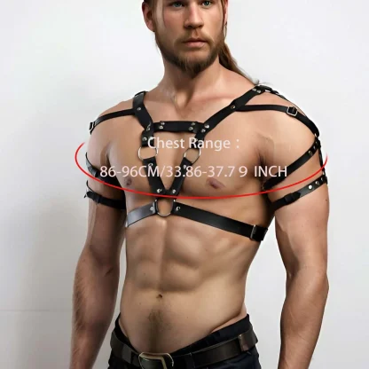 Black Faux Leather Chest Harness - Image 7