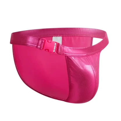 Faux Leather Buckle Strap Brief - Image 11