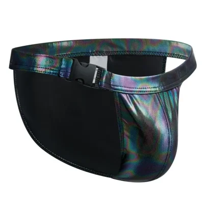 Faux Leather Buckle Strap Brief - Image 13