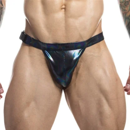Faux Leather Buckle Strap Brief - Image 2