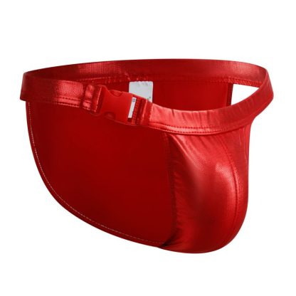 Faux Leather Buckle Strap Brief - Image 14